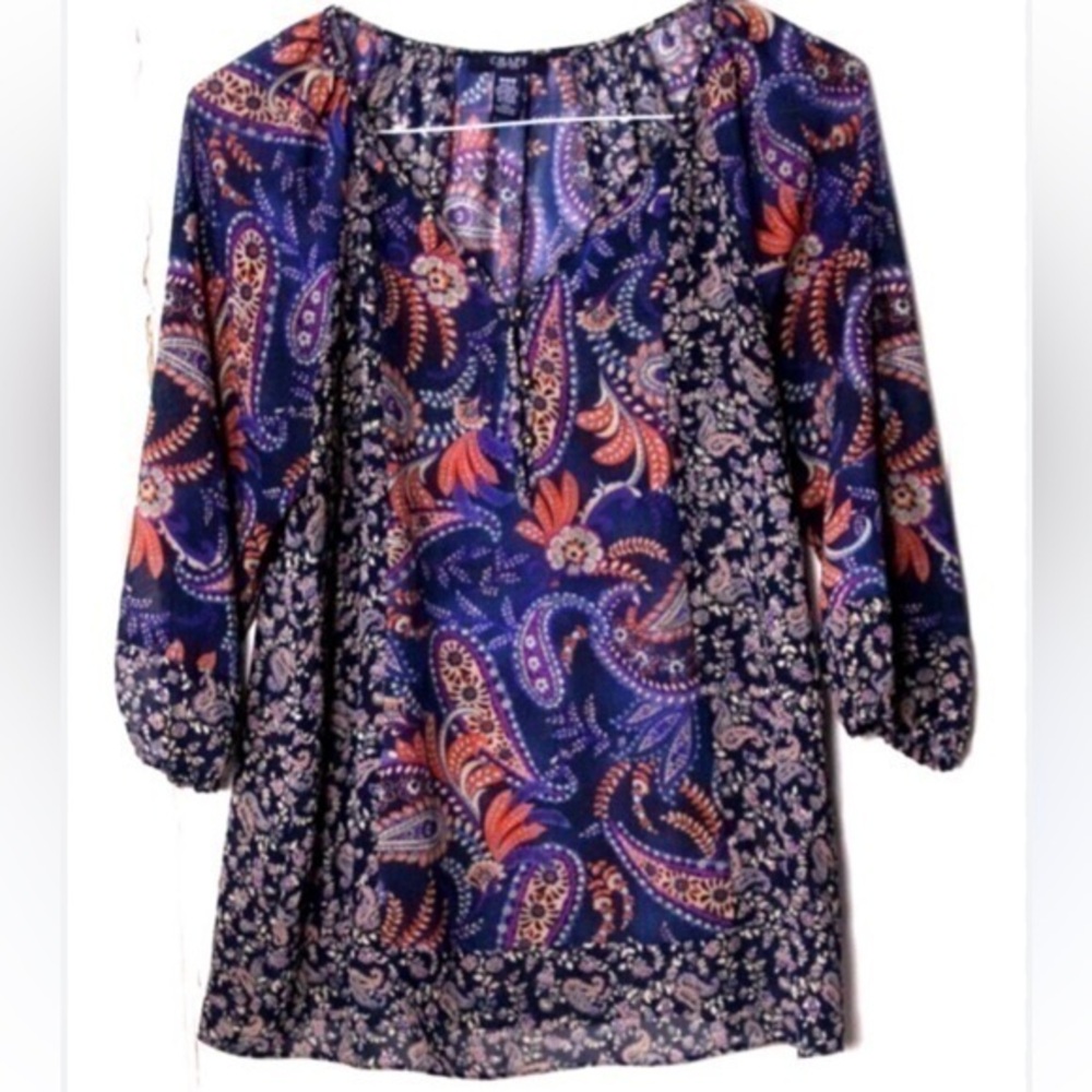 Chaps paisley semi sheer tunic